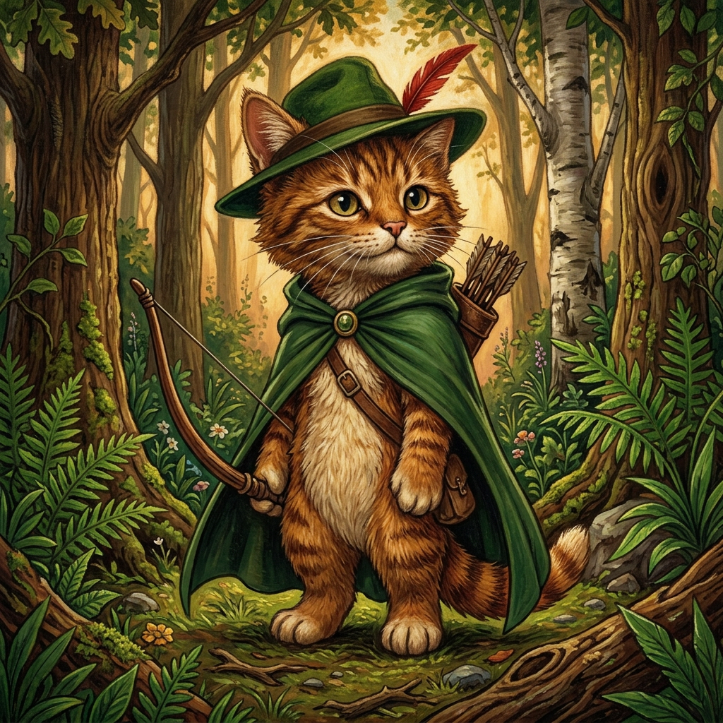 AI Design for The **Redwall** art style (especially in the book covers and illustrated editions by artists like **Chris Wormell**, **Troy Howell**, and others) has a very distinctive look:
### Characters
* Animals are **anthropomorphic** (they walk upright, wear clothes, use weapons, and live like humans).
* They still keep the **real anatomy and features** of their species. A mouse looks like a mouse, a badger looks like a badger, and a fox looks like a fox.
* Faces are expressive but not overly cartoony.
* Fur is often painted with lots of texture and detail.
### Colors
* Rich, warm colors dominate the artwork.
* Deep forest greens, golden sunlight, earthy browns, and bright reds are common.
* The colors feel natural and storybook-like rather than neon or highly saturated.
### Clothing and Equipment
* Medieval-inspired tunics, cloaks, belts, boots, and armor.
* Weapons are simple and heroic: swords, spears, bows, slings, and shields.
* Clothing often reflects the character's personality or species.
### Environments
* Lush forests, abbeys, rivers, mountains, and countryside landscapes.
* Nature feels magical and alive without being overly fantastical.
* Backgrounds are usually detailed and immersive.
### Mood
* Adventurous and heroic.
* Cozy and comforting during peaceful scenes.
* Epic and dramatic during battles.
* Feels like a classic fantasy storybook.
### Artistic Technique
* Detailed linework and realistic proportions.
* Painterly shading rather than flat cartoon colors.
* Strong lighting, often with warm sunlight or dramatic shadows.
* Illustrations often resemble a mix of **classic children's book art**, **medieval fantasy paintings**, and **wildlife art**.
A simple way to describe it would be:
> **"Detailed storybook fantasy featuring realistic anthropomorphic woodland animals in a medieval world, painted with rich natural colors, textured fur, and warm, adventurous atmosphere."**
It's less exaggerated than Disney's *Robin Hood* and less cute than *Warrior Cats* artwork, sitting somewhere between a wildlife painting and a classic fantasy illustration. replicate art style in the image