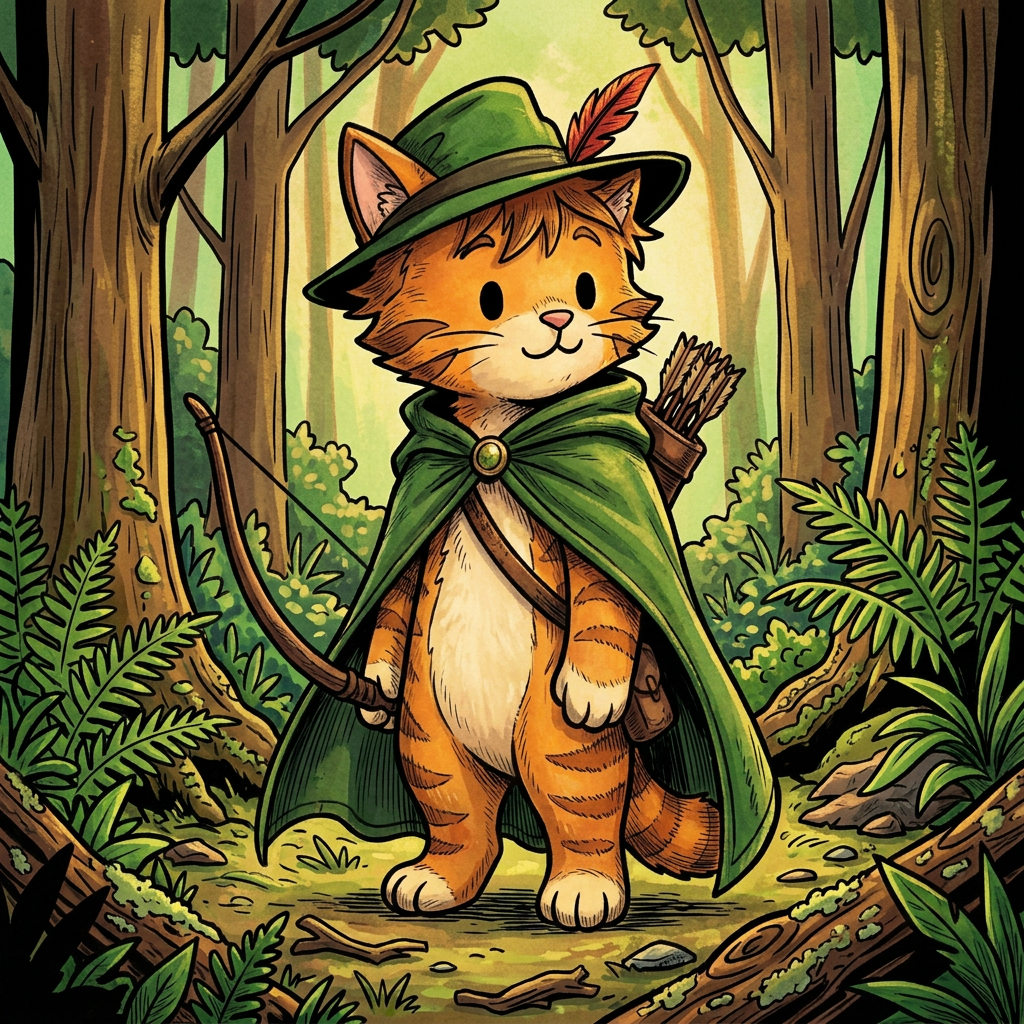 AI Design for Transform the character into a professional fantasy storybook illustration while preserving the exact design, proportions, pose, expression, colors, and simple black dot eyes. Do not redesign the character. Use expressive, confident linework with varied line weight, organic curves, and hand-drawn energy. Combine clean character readability with detailed painterly rendering. Add subtle fur texture, realistic fabric folds, weathered leather details, and natural woodland lighting. Rich forest atmosphere, layered foliage, adventure-novel mood, warm cinematic highlights, and detailed environmental storytelling. The line art should feel lively and artistic rather than perfectly smooth, with thicker outlines on the silhouette and finer interior details. Children's and young-adult fantasy book illustration quality, charming yet heroic, handcrafted traditional illustration feel, highly polished publishing-quality artwork.
You can also add:
Expressive inked linework, variable line thickness, organic brush pen strokes, illustrated fantasy novel aesthetic, detailed but readable, hand-painted storybook textures, classic adventure book charm.
The key phrase I'd definitely include is:
"Preserve the simple dot eyes and original proportions; increase artistic detail through linework, texture, lighting, and rendering rather than redesigning the character."
That tells the AI not to "upgrade" the face into realistic eyes, which is what often happens.
