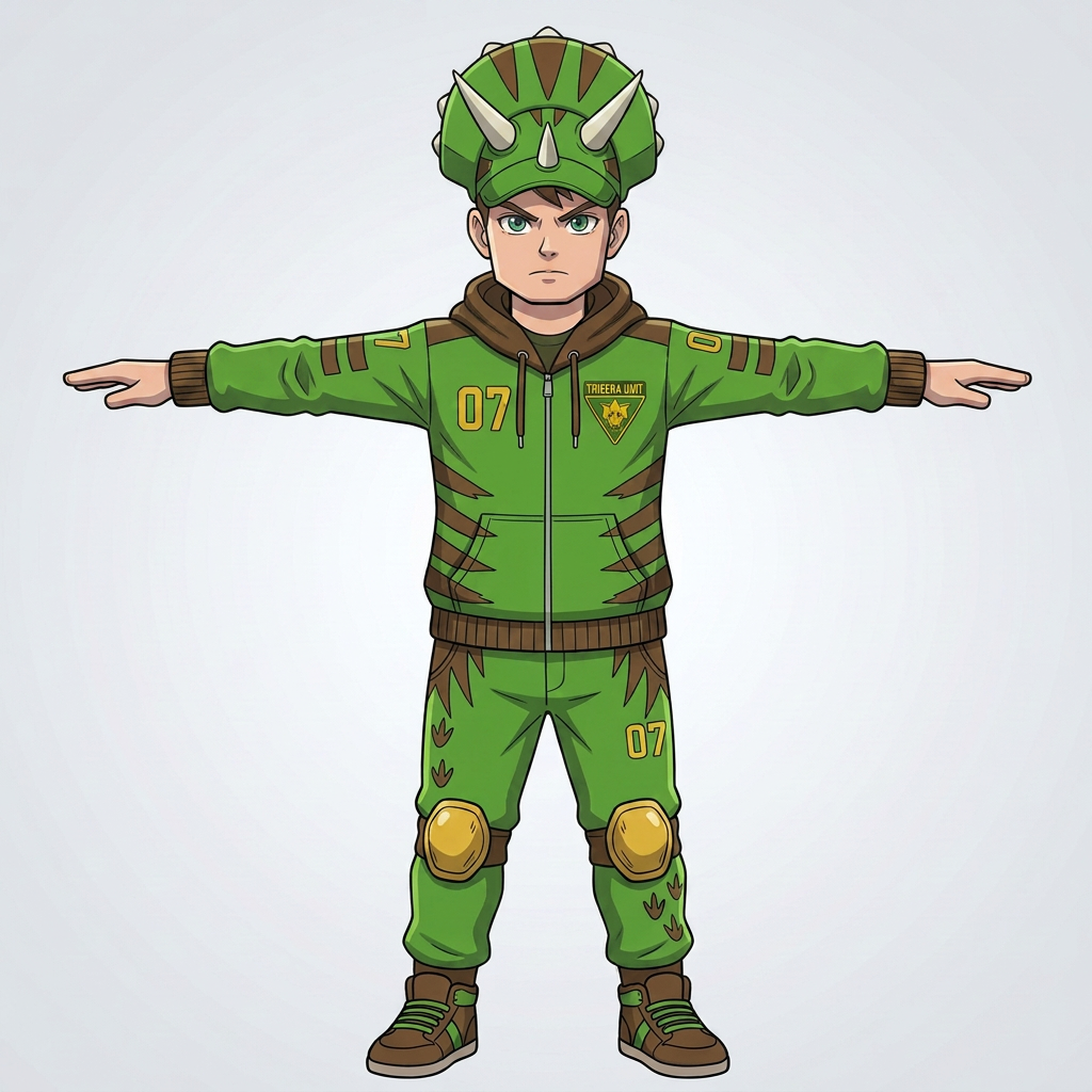 AI Design for do brown cuff and give him a roblox anime like body with same details