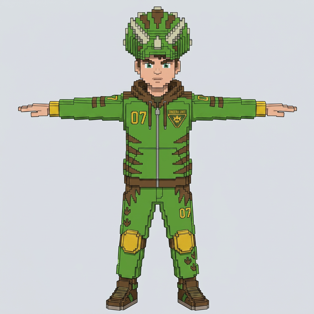 AI Design for blocky body heead curved