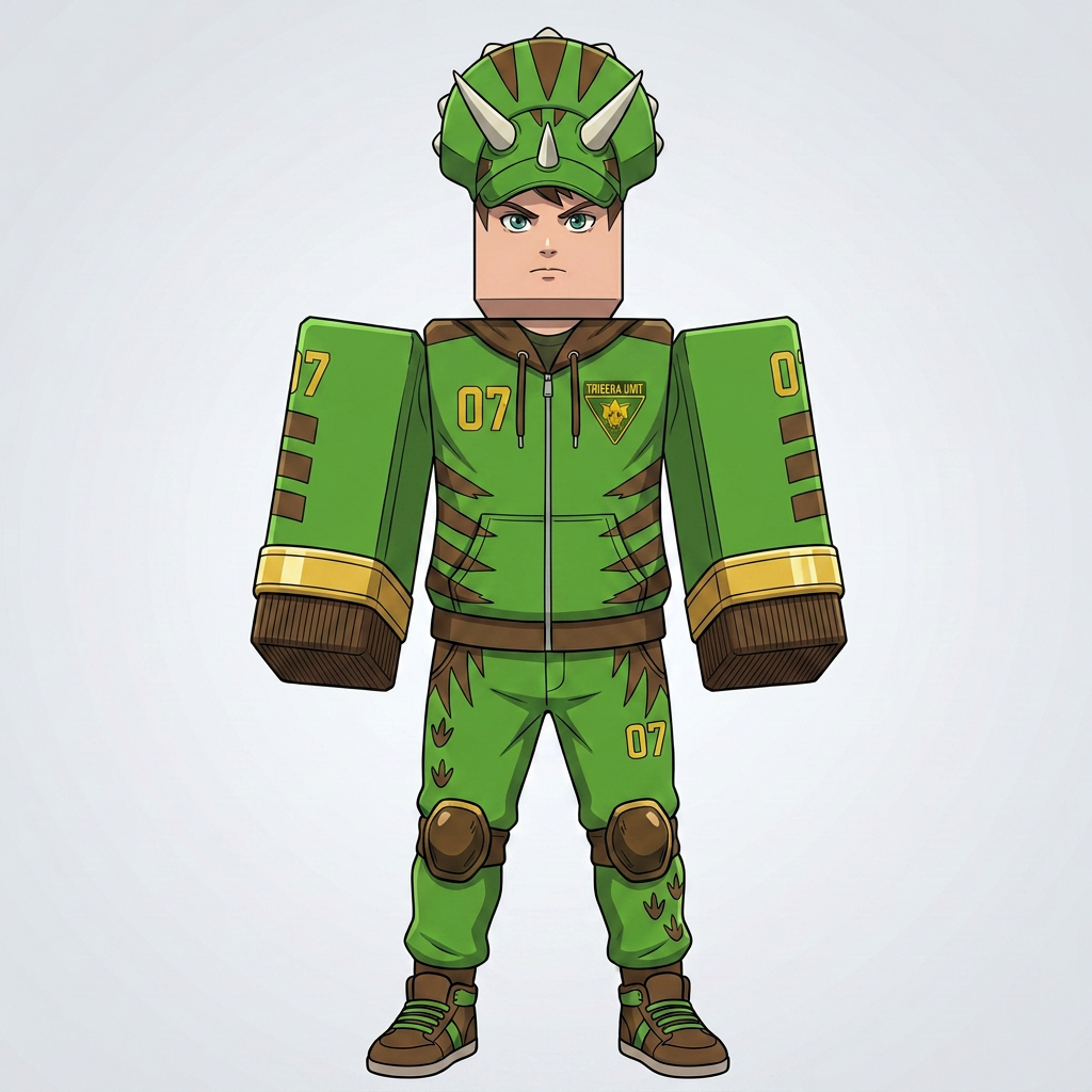 AI Design for do brown cuff and give him a roblox anime like body and whole body legs head etc with same details