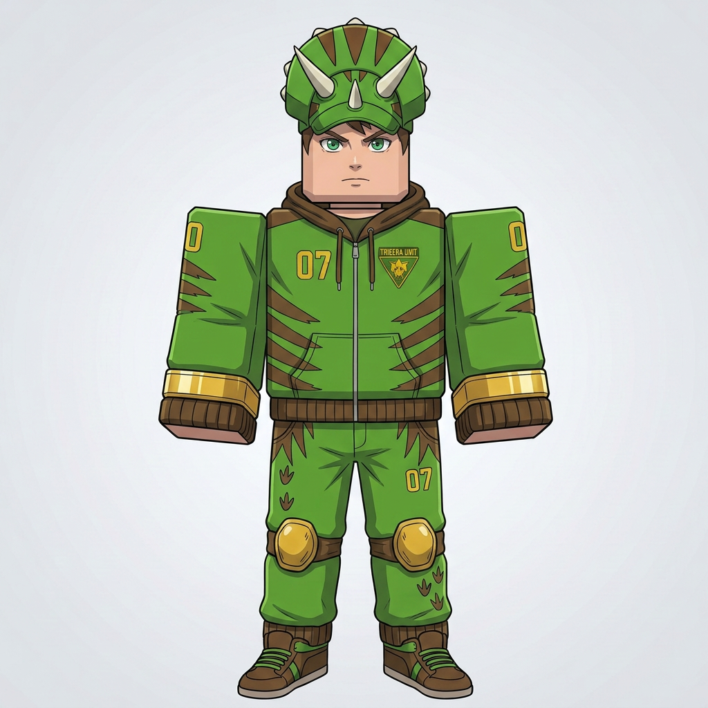 AI Design for do brown cuff and give him a roblox anime like body and whole body head etc with same details