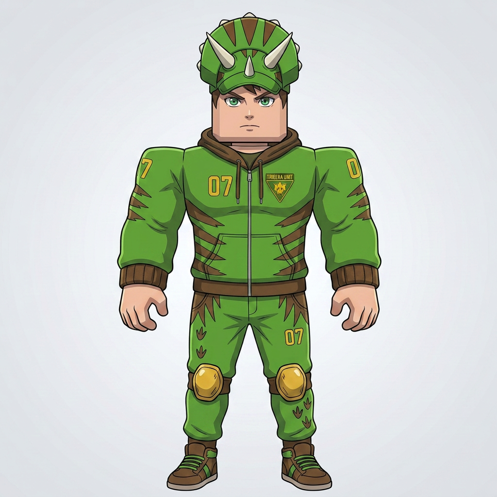 AI Design for do brown cuff and give him a roblox anime like body and whole body legs head etc with same details
