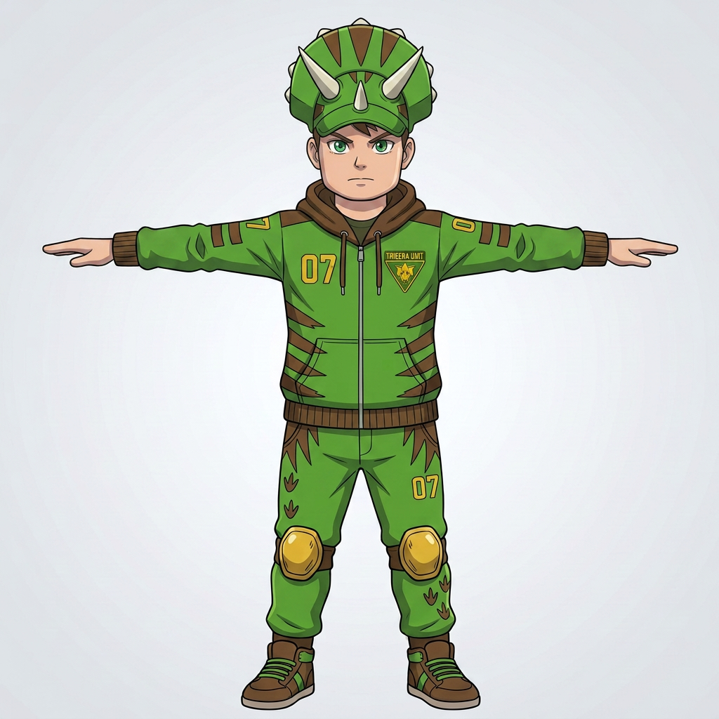 AI Design for do brown cuff and give him a roblox anime like body with same details