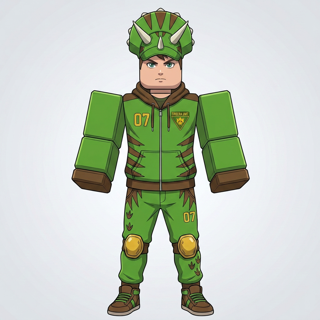 AI Design for do brown cuff and give him a roblox anime like body and whole body head etc with same details
