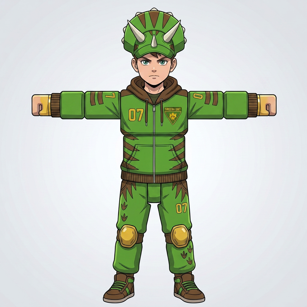 AI Design for do brown cuff and give him a roblox anime like body with same details