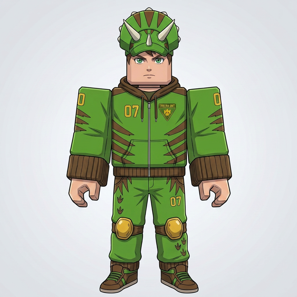 AI Design for do brown cuff and give him a roblox anime like body and whole body legs head etc with same details