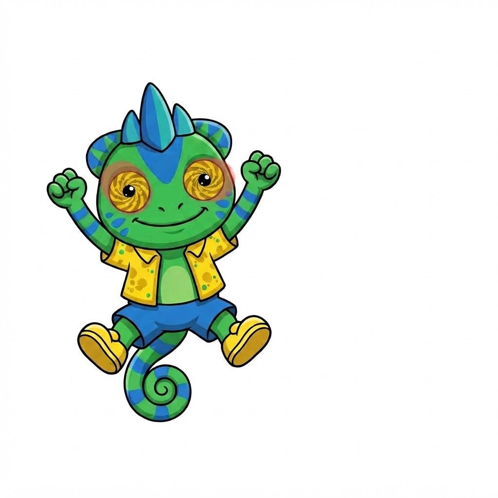 AI Design for The area highlighted in semi-transparent red in this image indicates where to make changes. AMKE THE SWIRL PATTERN BE YELLOW AND A DARKER YELLOW AND IN THE MIDDLE GIVE HIM A BLACK IRIS