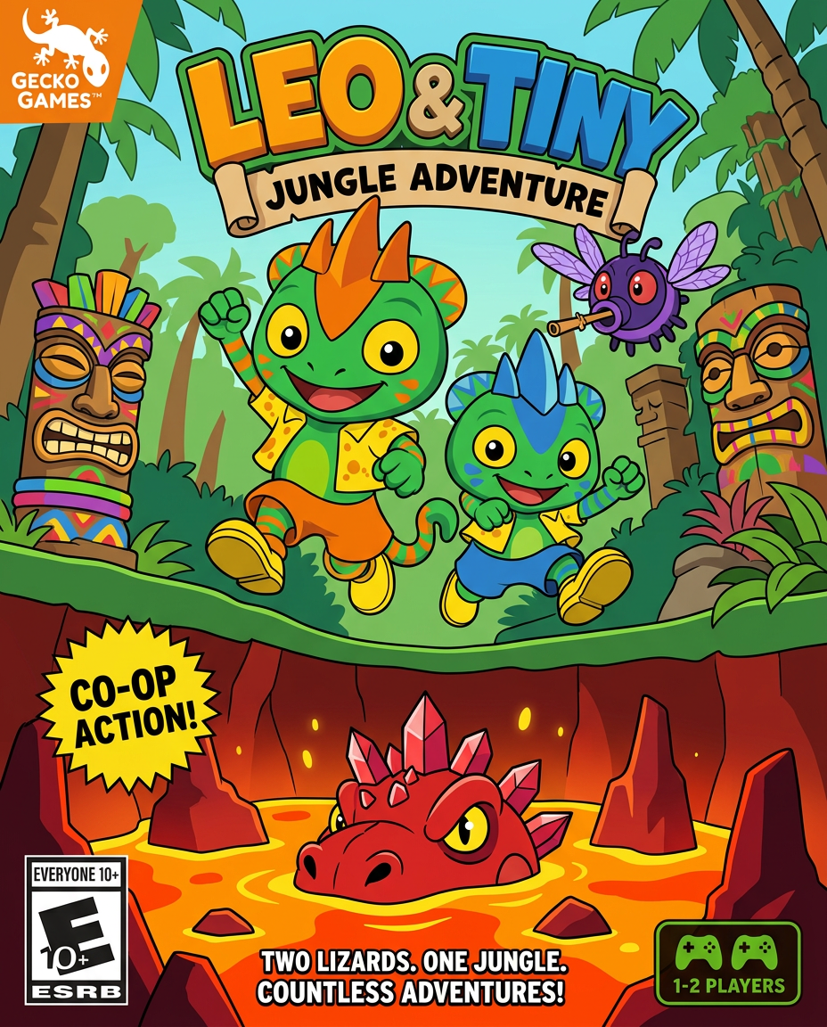 AI Design for draw the poster in the DRAWING STYLE of the other images in the promtbar so vibrant colours minimal almost no shading bold black lines make it look nice the tiki statues are colorfull with the villian in the underground being in a lava world thanks love u