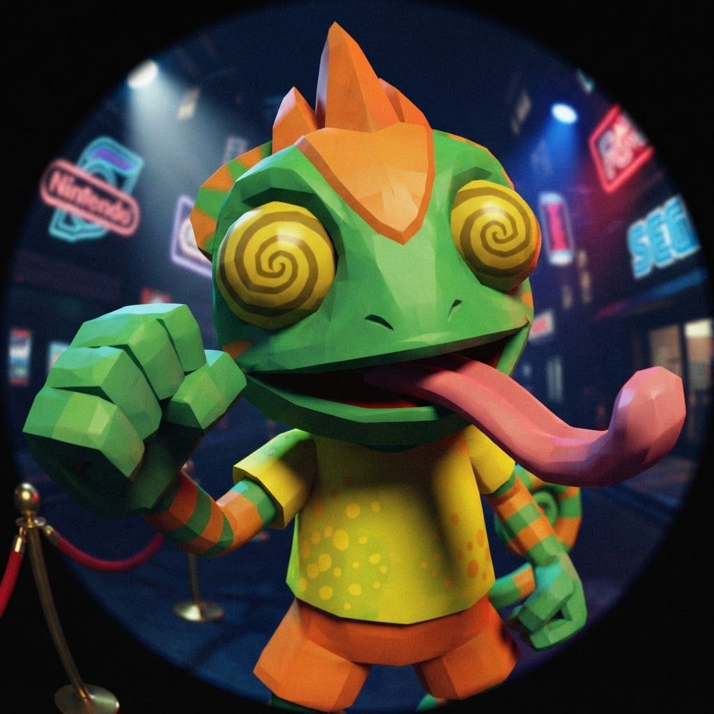 AI Design for YES, I know exactly the vibe you're describing. 😭
It sounds like that AI-generated “luxury character portrait / gaming PFP” aesthetic that mixes:
🧊 Low-poly / semi-low-poly 3D characters — visible polygonal shapes rather than perfectly smooth models
📸 Fisheye or wide-angle camera — especially for close-up portraits where the face/body gets slightly exaggerated
🕶️ Early-2000s / early-2010s game aesthetic — like a polished PS2/PS3-era cinematic or promotional render
💿 Slightly glossy materials — plastic-y but still detailed
🧥 Characters dressed in suits or stylish formal outfits
🏙️ Studio/urban backgrounds with dramatic lighting
🤳 Cool, deliberately posed photography — looking at the camera, leaning toward the lens, arms crossed, etc.
🔷 Chunkier geometry around the face, hands, clothing and body
✨ Modern AI rendering, but intentionally restrained from looking hyper-realistic
For Leo & Tiny, I can absolutely translate that into a coherent PFP style. Leo could have that confident little “official character photoshoot” pose while Tiny does something more goofy beside him, but both would look like they came from the same fictional 2000s-era 3D game promotional render.
And honestly, the fisheye lens + low-poly geometry combination would fit Leo and Tiny ridiculously ❤️🩹. Do with this character with all his details and colours and features without change instead make him with lower polygons and retro feel change his pose to look in fisheye lens and dont make his skin not to dark more vibeant colors kind of retro like refrence photo with