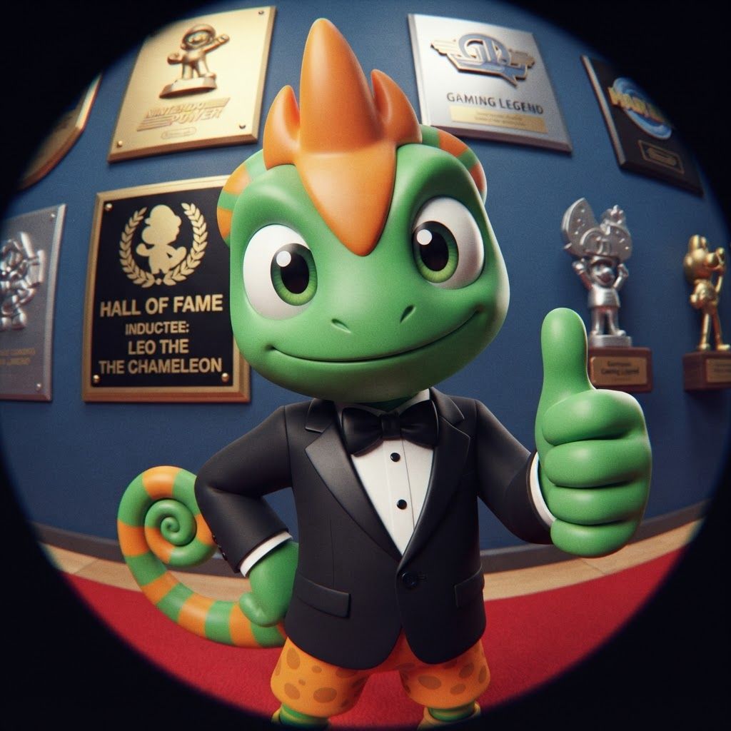 AI Design for YES, I know exactly the vibe you're describing. 😭 It sounds like that AI-generated “luxury character portrait / gaming PFP” aesthetic that mixes: 🧊 Low-poly / semi-low-poly 3D characters — visible polygonal shapes rather than perfectly smooth models 📸 Fisheye or wide-angle camera — especially for close-up portraits where the face/body gets slightly exaggerated 🕶️ Early-2000s / early-2010s game aesthetic — like a polished PS2/PS3-era cinematic or promotional render 💿 Slightly glossy materials — plastic-y but still detailed 🧥 Characters dressed in suits or stylish formal outfits 🏙️ Studio/urban backgrounds with dramatic lighting 🤳 Cool, deliberately posed photography — looking at the camera, leaning toward the lens, arms crossed, etc. 🔷 Chunkier geometry around the face, hands, clothing and body ✨ Modern AI rendering, but intentionally restrained from looking hyper-realistic For Leo & Tiny, I can absolutely translate that into a coherent PFP style. Leo could have that confident little “official character photoshoot” pose while Tiny does something more goofy beside him, but both would look like they came from the same fictional 2000s-era 3D game promotional render. And honestly, the fisheye lens + low-poly geometry combination would fit Leo and Tiny ridiculously ❤️‍🩹. Do with this character with all his details and colours and features without change instead make him with lower polygons and retro feel change his pose to look in fisheye lens and dont make his skin not to dark more vibeant colors kind of retro like refrence photo with give him a fancy suit and all details and make his eyes look like the reffrence photo and thubs upnumber one make it look like retro lost media make his eyes like they already look on the lizard character that i gave you less chubky polugonal structure essentially make it like a hall of fame for video game mascots and this lizard is one of the video game mascots that's kind of more famous so essentially give him like make him less chunky like I see the tremedium way too like like way too retro make him a lesser but still giving like a clean body with nice geometry and essentially just maintain all details do not change this like look giving him this new outfit and pretty much yeah thank you don't mess it up p and don't actually include tiny only include the Leo character and stop making him low poly making him like a 2010's mascot character for a video game and don't make him realistic instead just making like smooth and not scaly and video game like like child video game Make him match the proportions that he already has give the Fisher lens and kind of retro filter for like a camera but still make him look clean and polished but not realistic