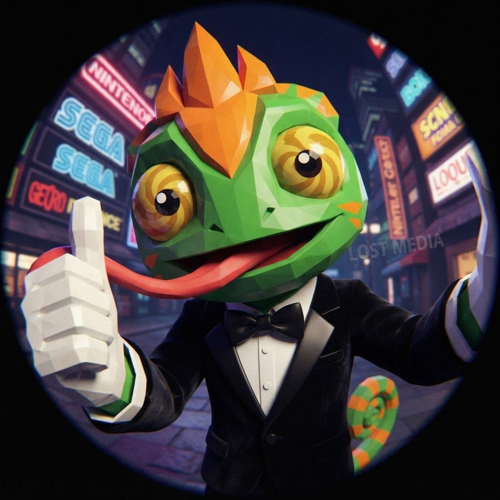 AI Design for YES, I know exactly the vibe you're describing. 😭
It sounds like that AI-generated “luxury character portrait / gaming PFP” aesthetic that mixes:
🧊 Low-poly / semi-low-poly 3D characters — visible polygonal shapes rather than perfectly smooth models
📸 Fisheye or wide-angle camera — especially for close-up portraits where the face/body gets slightly exaggerated
🕶️ Early-2000s / early-2010s game aesthetic — like a polished PS2/PS3-era cinematic or promotional render
💿 Slightly glossy materials — plastic-y but still detailed
🧥 Characters dressed in suits or stylish formal outfits
🏙️ Studio/urban backgrounds with dramatic lighting
🤳 Cool, deliberately posed photography — looking at the camera, leaning toward the lens, arms crossed, etc.
🔷 Chunkier geometry around the face, hands, clothing and body
✨ Modern AI rendering, but intentionally restrained from looking hyper-realistic
For Leo & Tiny, I can absolutely translate that into a coherent PFP style. Leo could have that confident little “official character photoshoot” pose while Tiny does something more goofy beside him, but both would look like they came from the same fictional 2000s-era 3D game promotional render.
And honestly, the fisheye lens + low-poly geometry combination would fit Leo and Tiny ridiculously ❤️‍🩹. Do with this character with all his details and colours and features without change instead make him with lower polygons and retro feel change his pose to look in fisheye lens and dont make his  skin not to dark more vibeant colors kind of retro like refrence photo with  give him a fancy suit and all details and make his eyes look like the reffrence photo and thubs upnumber one make it look like retro lost media make his eyes like they already look on the lizard character that i gave you