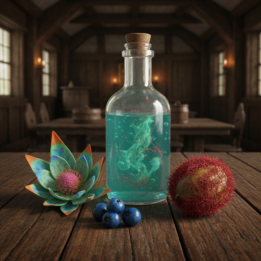AI Design for Yeah — I see the problem. Words like “colorful,” “beautiful fantasy,” “storybook,” “whimsical,” and even “handcrafted” can push an image model toward illustration or cartoon art.
You want dark-fantasy cinematic realism: something that looks almost like a still frame from a high-budget fantasy film, with real materials, realistic lighting, natural imperfections, and a slightly mysterious color grade.
I'd actually put the style instruction right at the beginning and repeat it at the end.
🔥 Better master style
Use this at the beginning of every prompt:
> Cinematic dark-fantasy realism, photorealistic live-action fantasy film still, realistic physical materials and lighting, natural textures, realistic glass and liquid, subtle film grain, atmospheric shadows, moody cinematic color grading, realistic depth of field, detailed but not illustrated, absolutely no cartoon or animated appearance.
And at the end:
> Photorealistic, live-action appearance, grounded dark-fantasy cinematography, realistic proportions and materials, subtle film grain, natural imperfections, dramatic but believable lighting. Not cartoon, not illustration, not anime, not 3D animation, not concept-art style, not overly saturated.
🍹 Example: Potion of Cooling
> Cinematic dark-fantasy realism, photorealistic live-action fantasy film still. A strange but beautiful Potion of Cooling sits on an old wooden tavern table inside a medieval woodland tavern. The potion is contained in a realistically manufactured but slightly imperfect glass bottle, filled with translucent turquoise-blue liquid. Extremely subtle pink and green coloration naturally swirls through the liquid, with a few delicate red fibers suspended inside. Realistic glass refraction, condensation and reflections.
Beside the bottle are the actual ingredients: an unusual green Taproot Flower with blue leaves, orange markings and a pink center, three blue Cool Berries with olive triangular markings, and a dried olive-colored Dry Fruit covered in fine red fibers. They should look like real plants and organic materials, not fantasy icons.
The tavern is old, dark and atmospheric: weathered wooden beams, rough stone walls, aged shelves, scattered ceramic bottles, iron candle holders and a large fireplace in the distance. Warm orange firelight illuminates parts of the table while most of the room falls into deep natural shadow. Cool moonlight enters through a small window. Dust particles are barely visible in the light.
The composition resembles a close-up shot from a serious live-action dark-fantasy movie, with the potion as the clear subject. Realistic lens depth of field, subtle film grain, atmospheric haze, physically accurate shadows and reflections, natural imperfections, muted surroundings contrasting against the potion's blue color.
Photorealistic live-action appearance, grounded dark-fantasy cinematography, realistic materials and lighting, moody cinematic color grading. No cartoon, no illustration, no anime, no cute fantasy art, no 3D animated appearance, no exaggerated magical glow, no oversaturated colors, no children's-book aesthetic.
The key is that the fantasy comes from the objects and world—not from the rendering style.
So instead of “make it magical and colorful,” think:
“Make it look real. Then put impossible things inside that real world.”
That'll get you much closer to the dark, nostalgic fantasy look you're after.