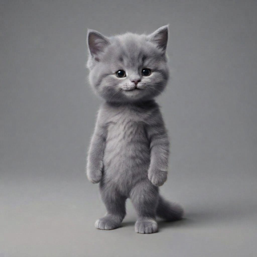 AI Design for Turn this cat remove the main main m a n e and turn it into this like kind of gray ragdoll base that I can use to put on clothing