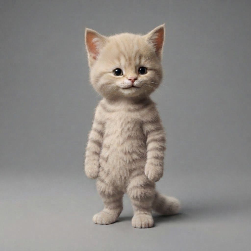 AI Design for Take this image of this cat in this drawing style with the lighting and everything or put him on a gray background making this like yellow Kitty and remove his wild mane just make him another recognizable iconic design an add very small barely visible subtle stripes to make him like a typical blonde cat