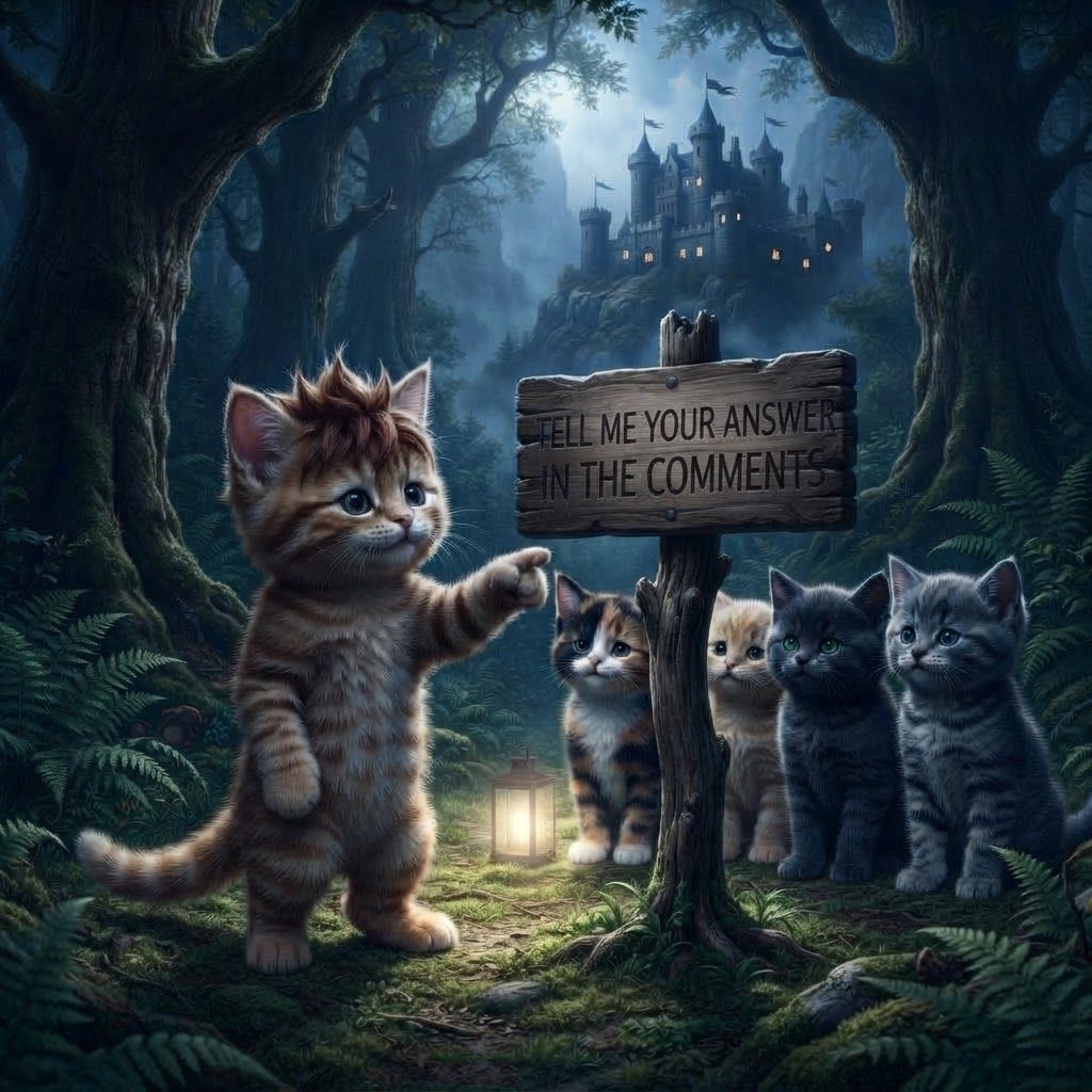AI Design for Regret this image at night and he is also pointing to the sign and just says tell me your answer in the comments