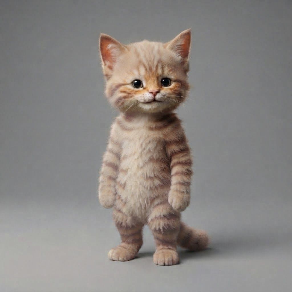 AI Design for Take this exact character template and turn it into one of those yellow house cats in removes wild main that he has like he has like a lot of hair on top see remove that we'll just make him look very basic also striped cat but make the stripes less visible