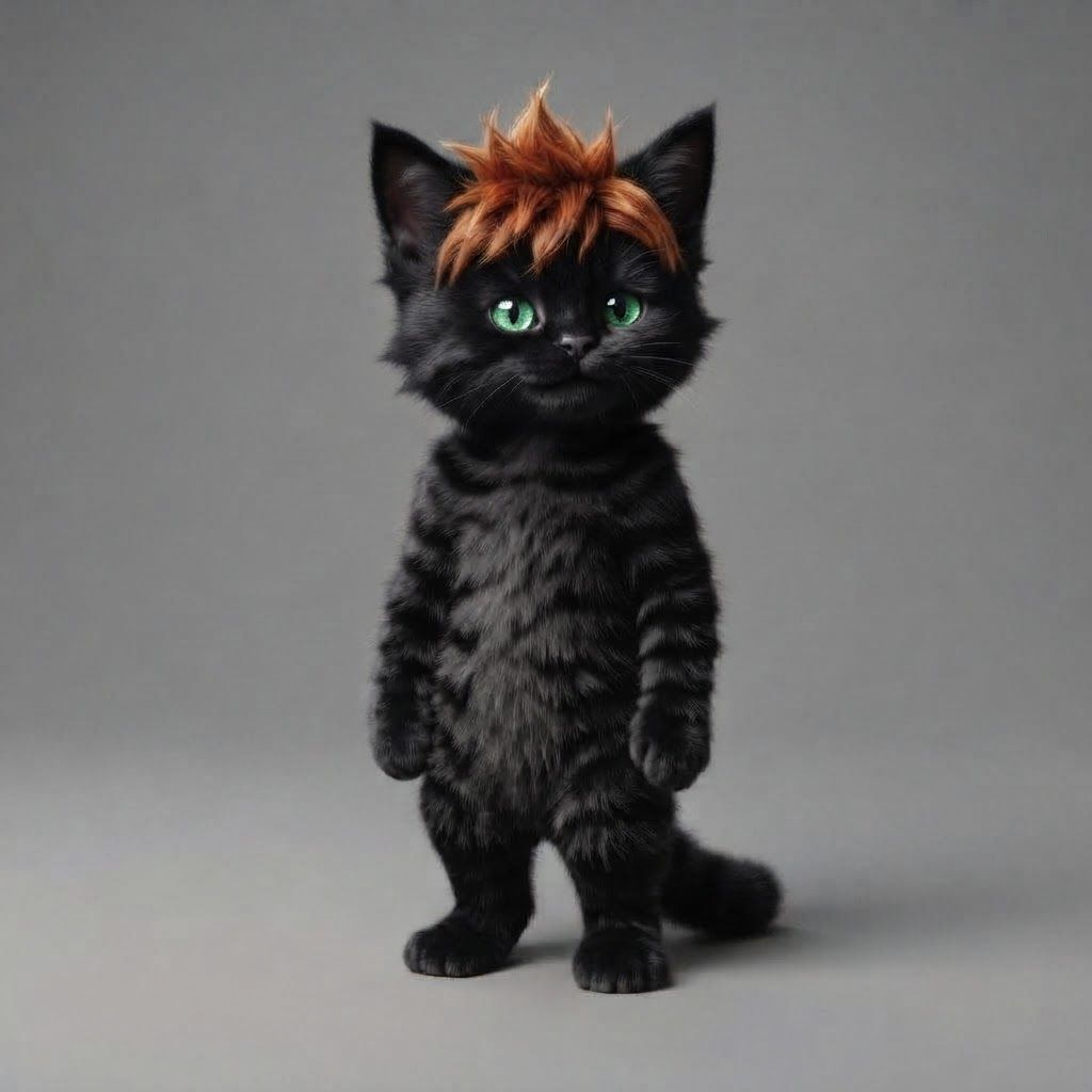 AI Design for Turn this basic cat template into a black house cat and give him like greener eyes so hit they can be visible