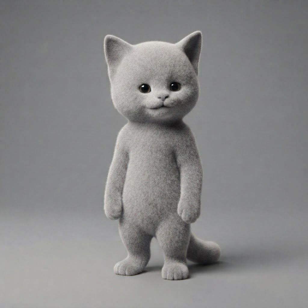 AI Design for Turn this cat remove the main main m a n e and turn it into this like kind of gray ragdoll base that I can use to put on clothing like a mannequin