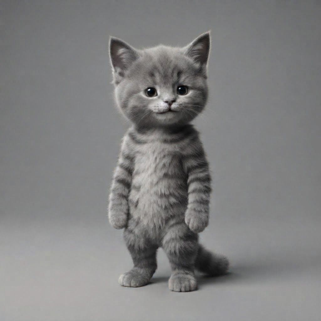 AI Design for Turn this cat into a gray cat and remove the hair mane