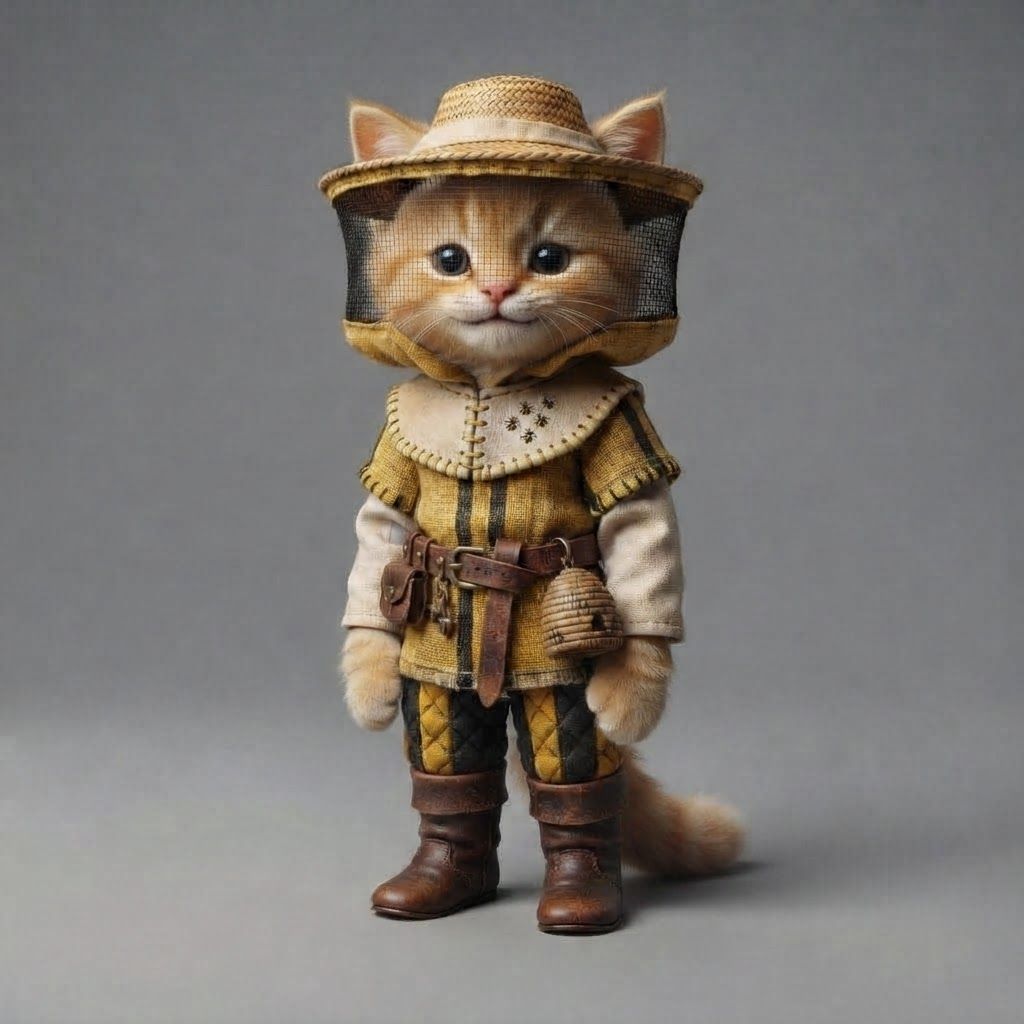 AI Design for Put this outfit on the cat so take the mannequins outfit and place it on the cat and don't change the cat's pose