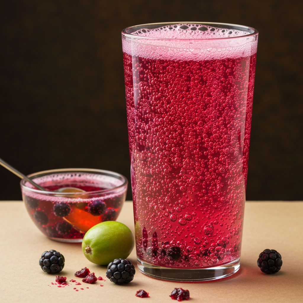AI Design for Fantasy cat bar with car tavern serve potion 🍓 Thornberry Fizz
Recipe
4 Thornberries
1 Greenbell Fruit
1 spoonful of honey
Sparkling spring water
Preparation: Crush the Thornberries gently rather than completely pulverizing them. Press the Greenbell Fruit into the mixture, add honey, then slowly pour in sparkling spring water.
Appearance: A vibrant ruby-red and magenta drink, filled with countless tiny bubbles. Small pieces of berry pulp float naturally near the bottom, while a thin pink foam forms at the surface.