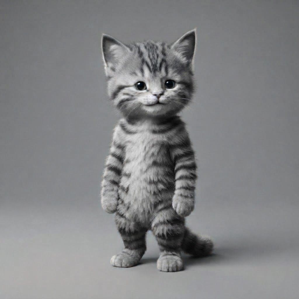 AI Design for Turn this cat into a gray cat and remove the hair mane