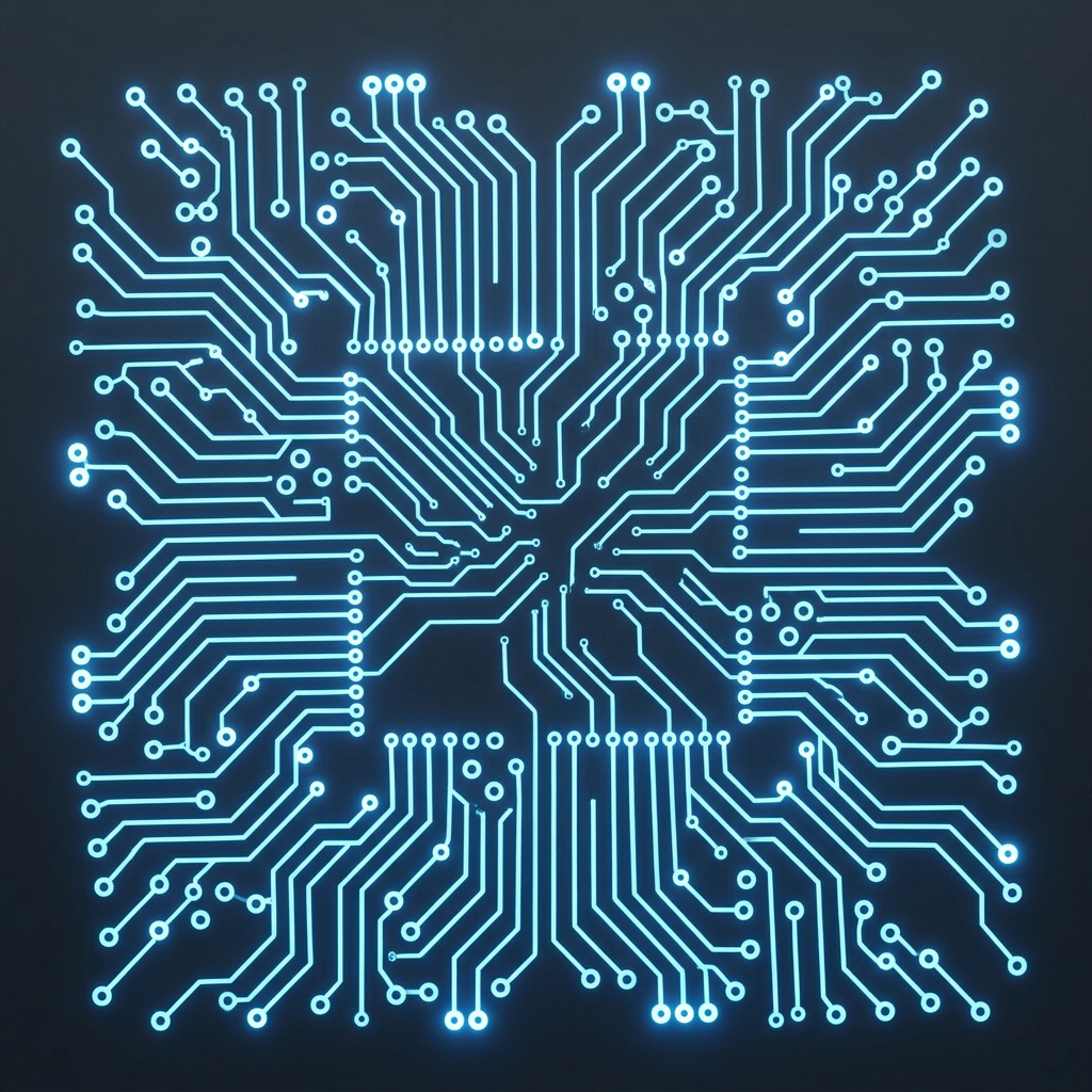 AI Design for provide me like only circuits tracks in small square as well likke logo type . only the tracks. no need oof text in the middle . in straight view as a square