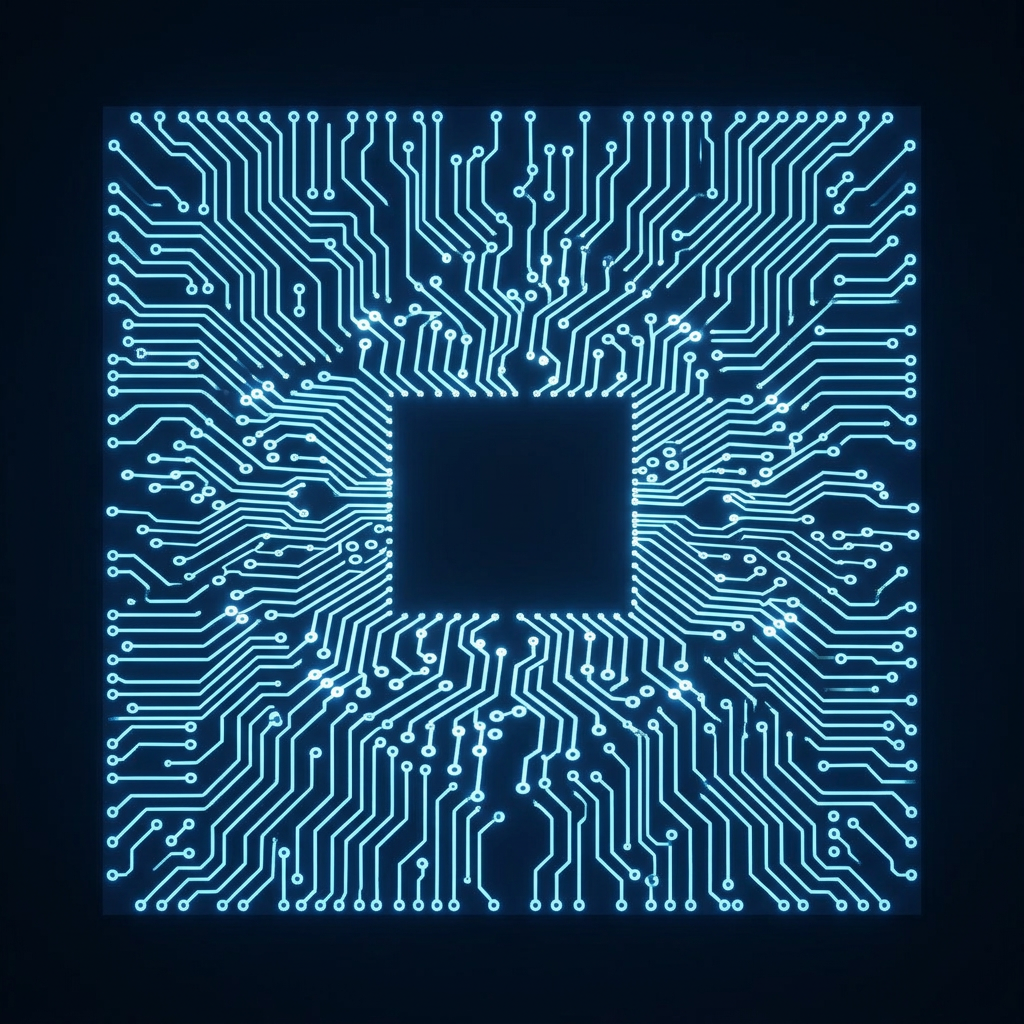 AI Design for provide me like only circuits tracks in small square as well likke logo type . only the tracks. no need oof text in the middle . in straight view as a square