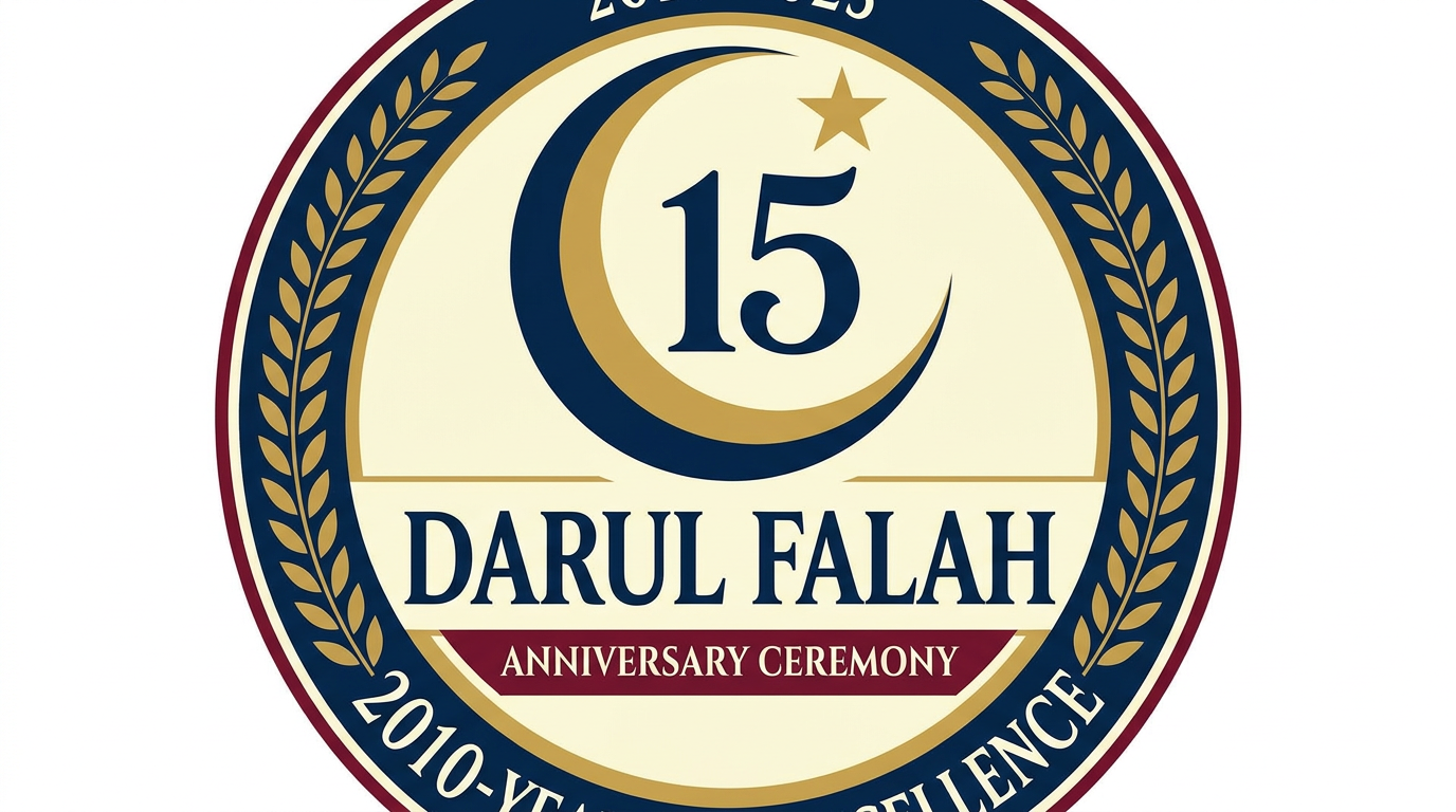 AI Design for create a logo of Darul Falah 15th anniversary ceremony