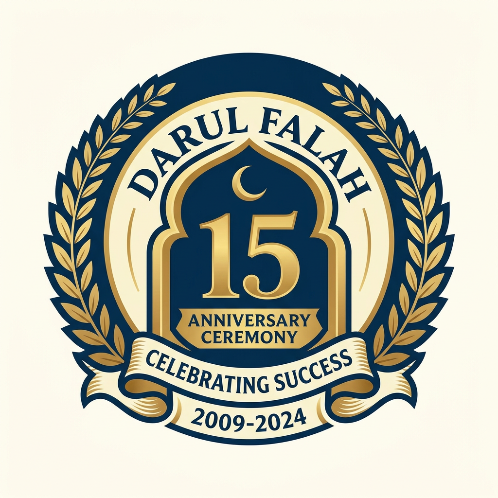 AI Design for create a logo of Darul Falah 15th anniversary ceremony