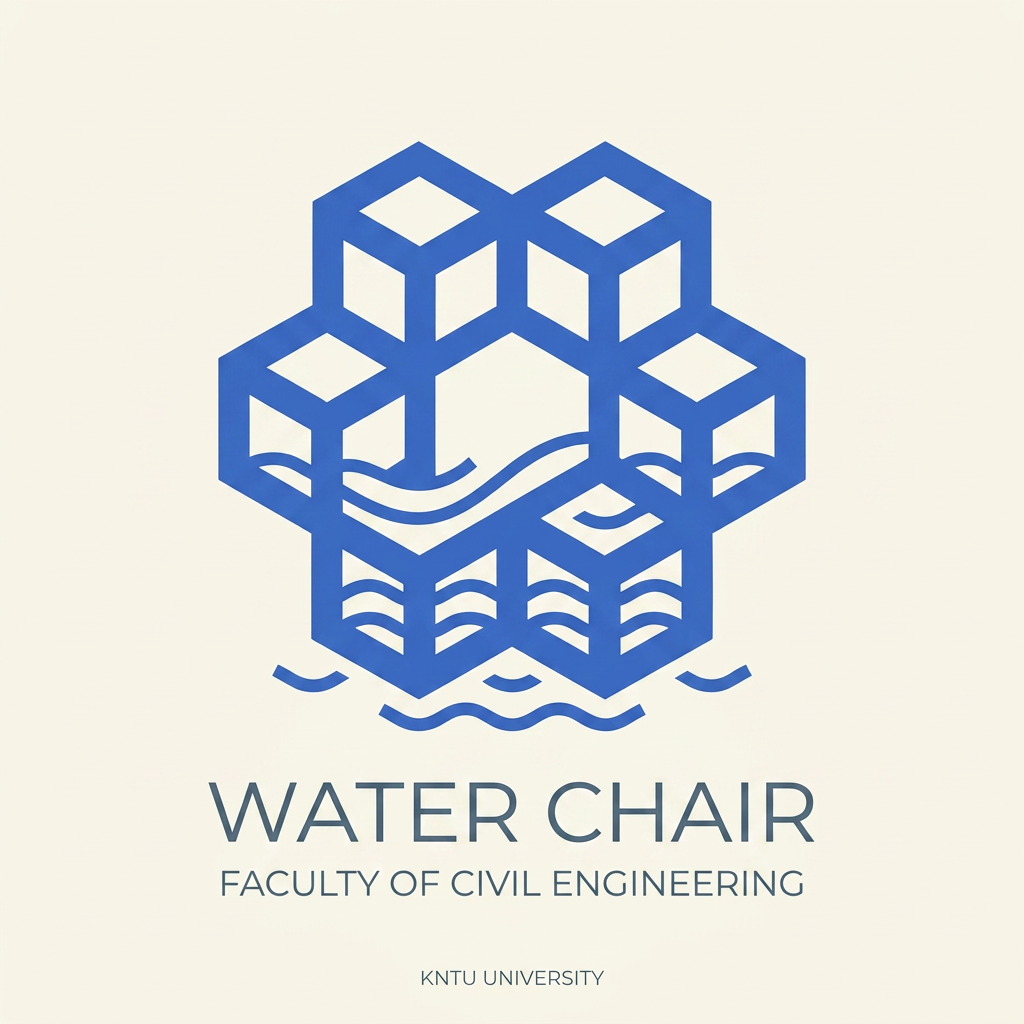 AI Design for This is KNTU University. Make a minimal logo for water chair of Faculty of Civil Engineering, based upon this logo of the university.