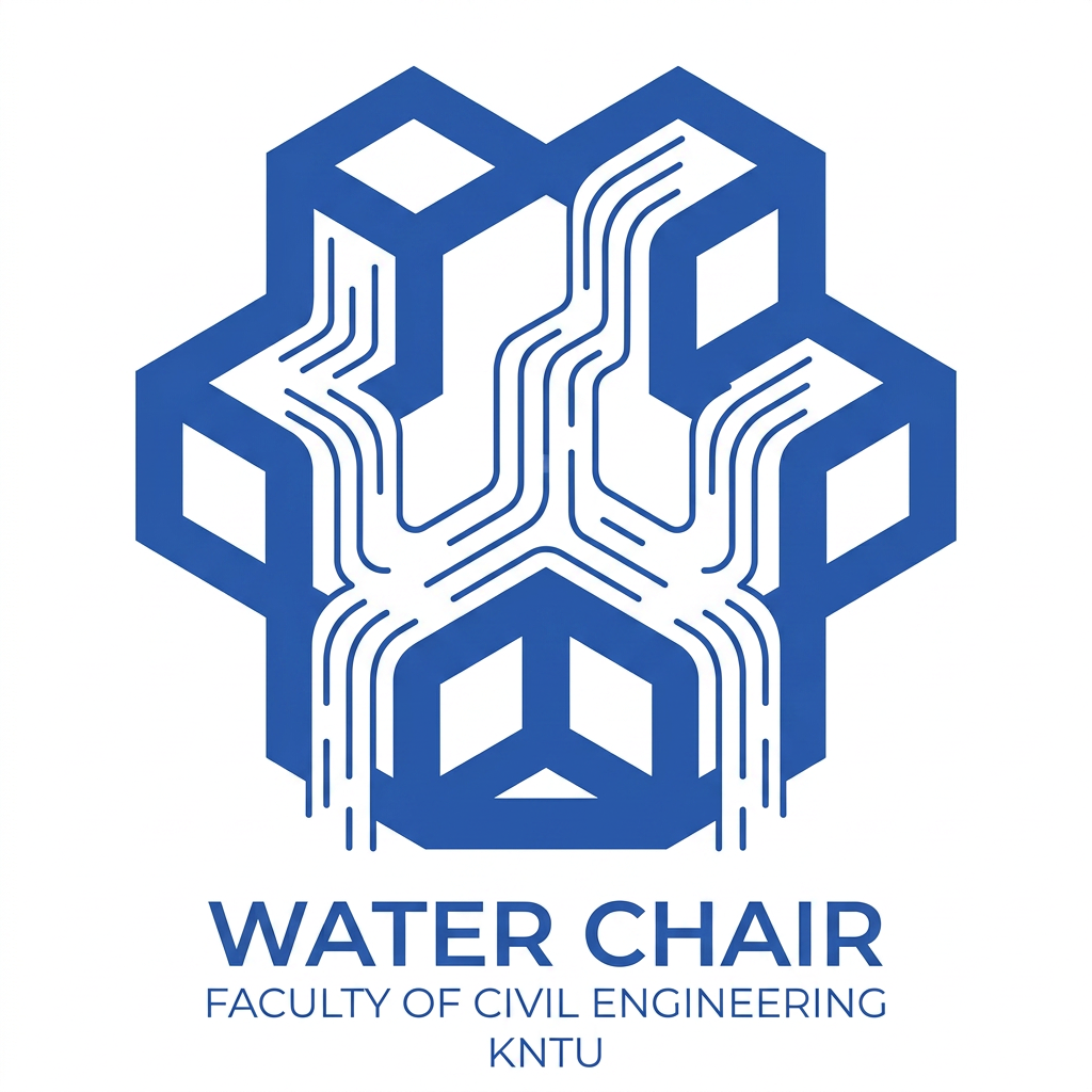 AI Design for This is KNTU University. Make a minimal logo for water chair of Faculty of Civil Engineering, based upon this logo of the university.