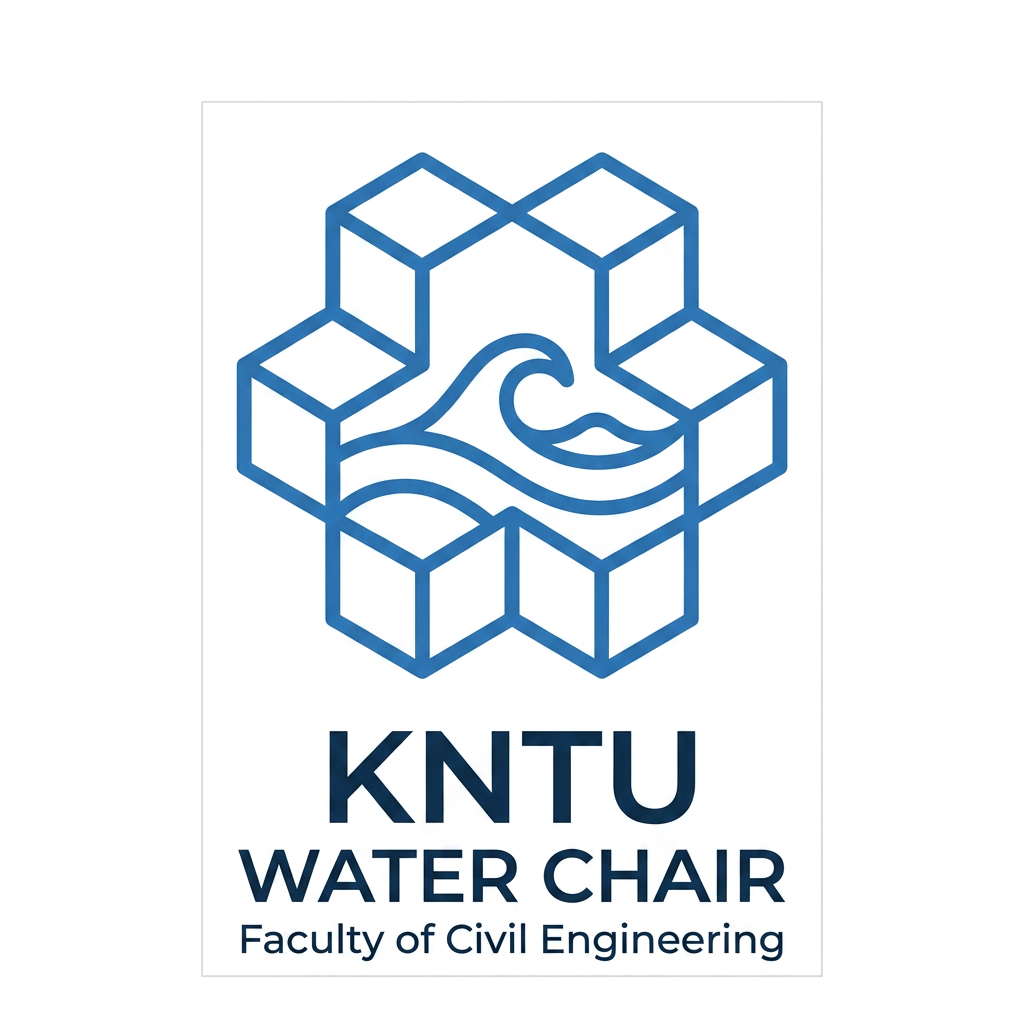 AI Design for This is KNTU University. Make a minimal logo for water chair of Faculty of Civil Engineering, based upon this logo of the university.