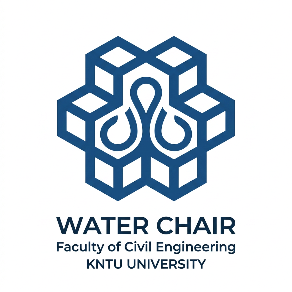 AI Design for This is KNTU University. Make a minimal logo for water chair of Faculty of Civil Engineering, based upon this logo of the university.