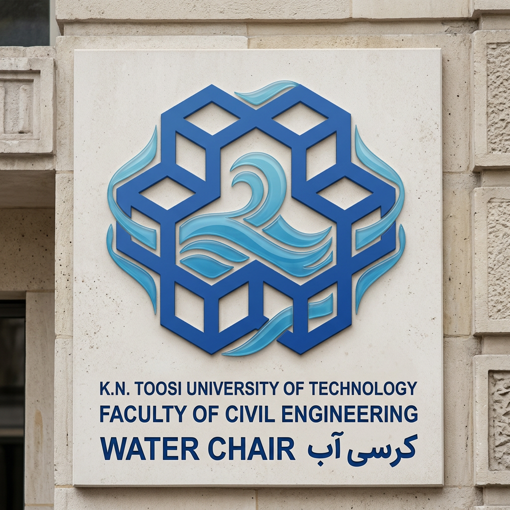 AI Design for This is KNTU University. Make a logo for water chair of Faculty of Civil Engineering, based upon this logo of the university.