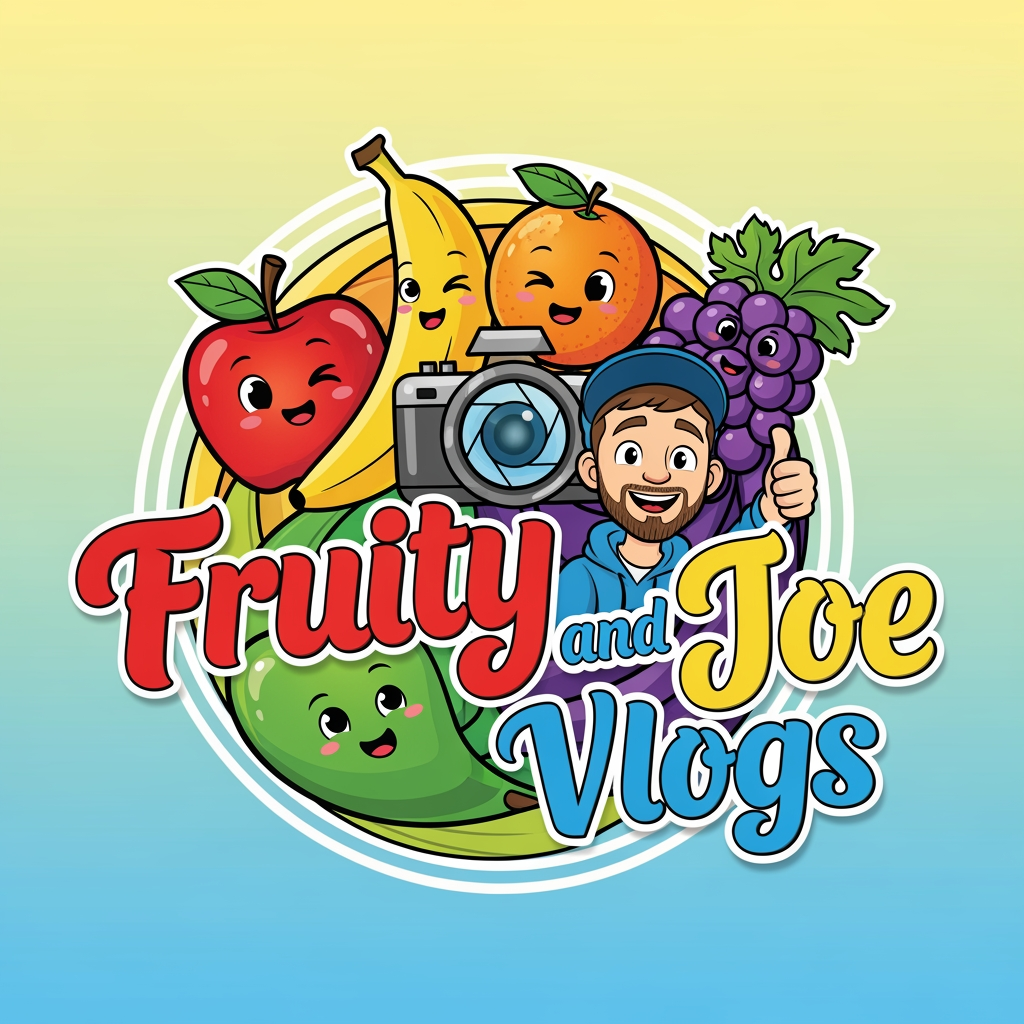 AI Design for I WANT A LOGO FOR YOUTUBE CHANNEL OF DIALY VLOGS WITH THE NAME FRUITY AND JOE VLOGS GENERATE AN LOGO