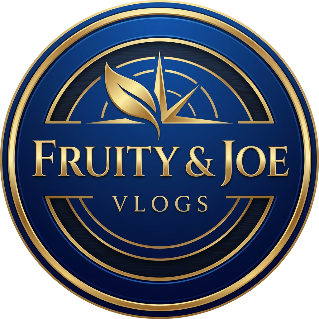AI Design for NEED A LOGO FOR MY YOUTUBE CHANNEL NAME FRUITY & JOE VLOGS AND MAKE SURE LOOKS LIKE PREMIUM AND USE THE COLOUR OF ROYAL BLUE AND MATCHING SHADES
