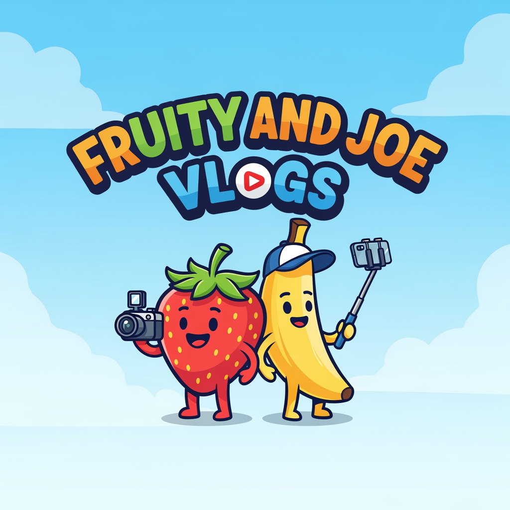 AI Design for I WANT A LOGO FOR YOUTUBE CHANNEL OF DIALY VLOGS WITH THE NAME FRUITY AND JOE VLOGS GENERATE AN LOGO