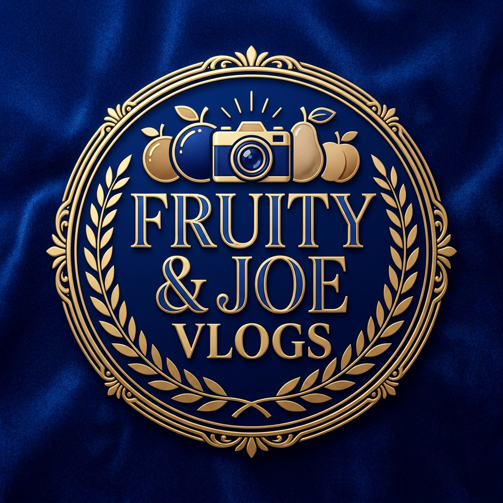 AI Design for NEED A LOGO FOR MY YOUTUBE CHANNEL NAME FRUITY & JOE VLOGS AND MAKE SURE LOOKS LIKE PREMIUM AND USE THE COLOUR OF ROYAL BLUE AND MATCHING SHADES
