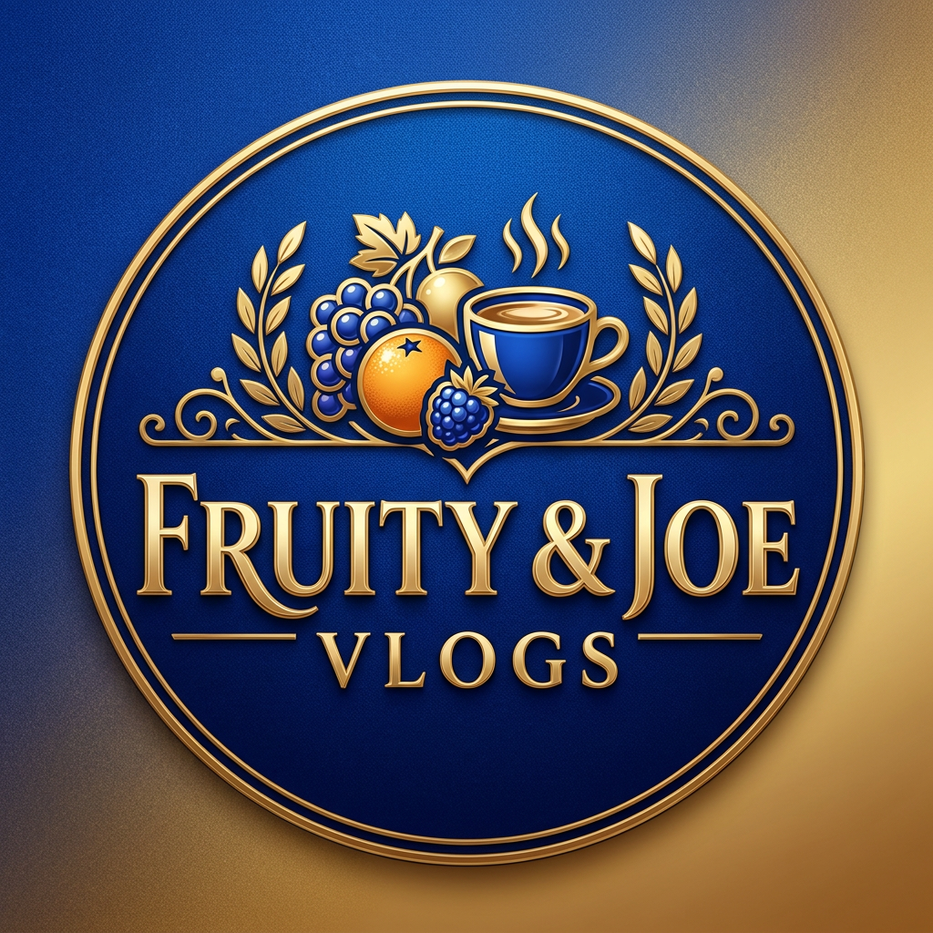 AI Design for NEED A LOGO FOR MY YOUTUBE CHANNEL NAME FRUITY & JOE VLOGS AND MAKE SURE LOOKS LIKE PREMIUM AND USE THE COLOUR OF ROYAL BLUE AND MATCHING SHADES