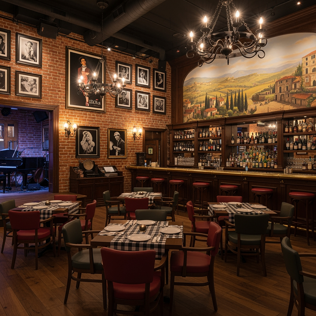 AI Design for an italian restobar, themed in a classic & artistic way