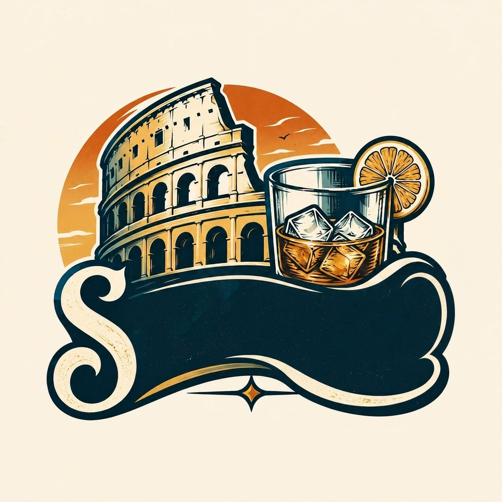 AI Design for create me something like this. everything same , the colosseum & the whiskey should be there, & the name sovrano, name illl add
