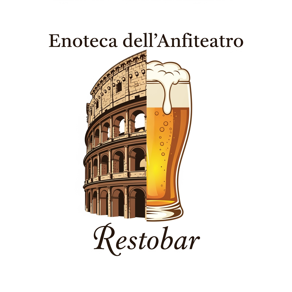 AI Design for create me a logo of a italian restobar, in a classic & artistic way. add a half of colosseum blending to a glass of filled beer in the logo. the third one here looks good as its merged perfectly, give me more of that