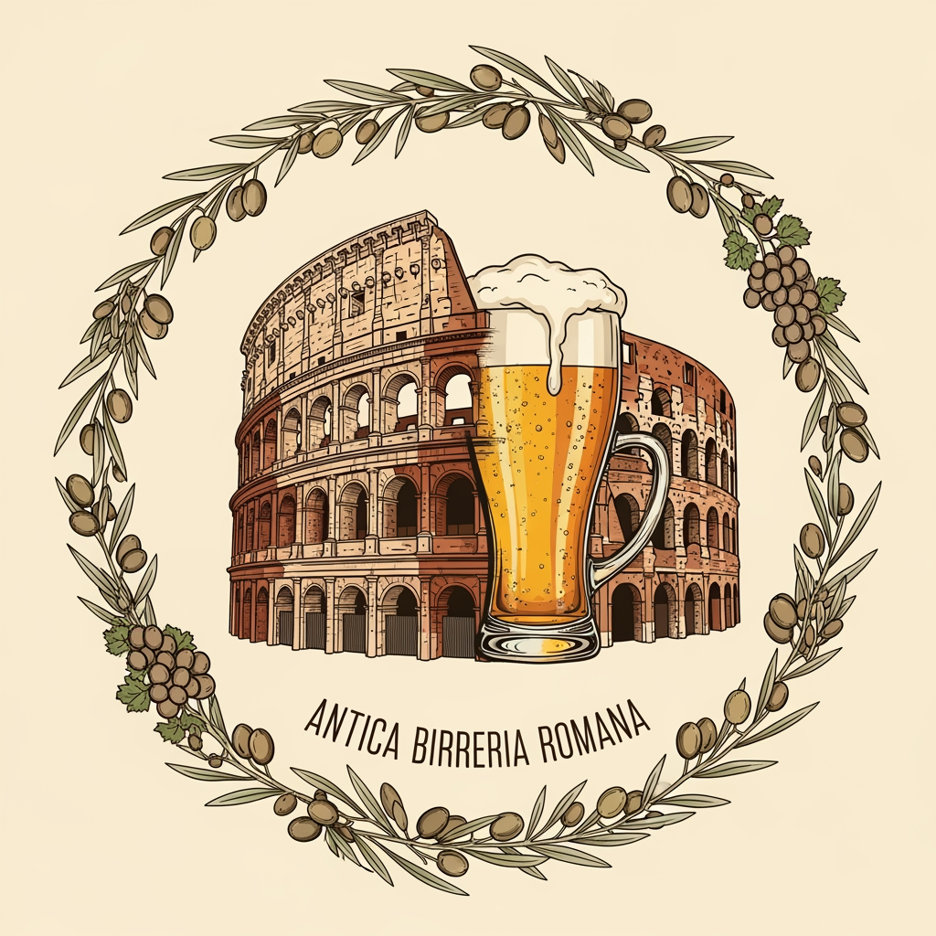 AI Design for create me a logo of a italian restobar, in a classic & artistic way. add a half of colosseum blending to a glass of filled beer in the logo. the second one here looks good as its merged perfectly, give me more of that