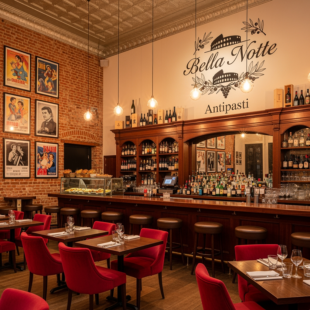 AI Design for an italian restobar, themed in a classic & artistic way. LOGO pls
