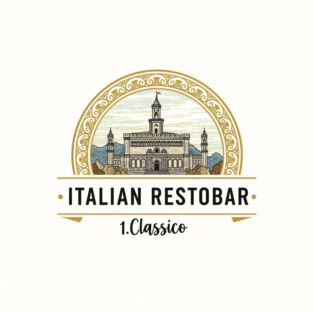 AI Design for an italian restobar, themed in a classic & artistic way. only logo is needed. 3 more pls