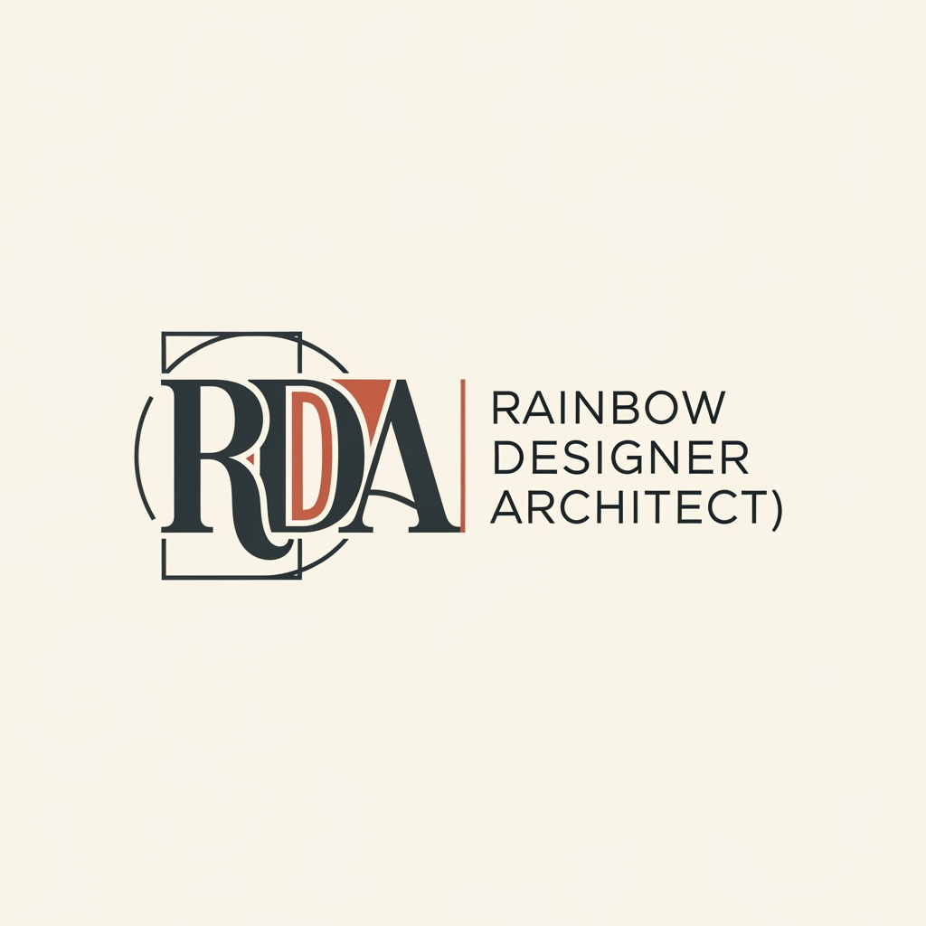 AI Design for RDA (Rainbow Designer Architecht)
Restrained, premium, timeless. Heavy serif display + clean sans body. Architectural earth tones (charcoal + bone + terracotta)
Monogram logo