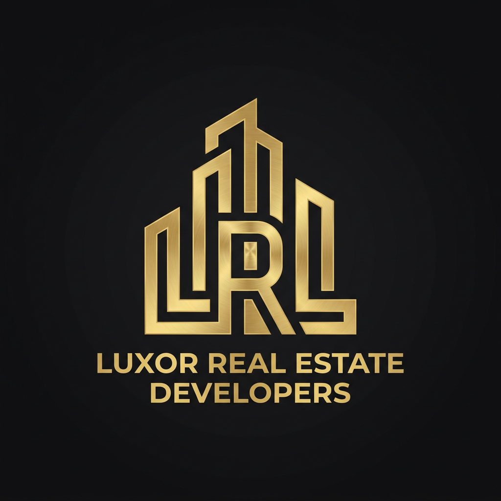 AI Design for A sophisticated, high-end vector logo for a premium real estate developer, featuring a custom monogram of the letters LRL. The design integrates modern, skyscraper-inspired geometric lines with elegant negative space to create a timeless, architectural emblem. Rendered in a lustrous metallic gold finish against a deep, sleek matte black background, the composition emphasizes sharp, clean edges and perfect symmetry for an ultra-premium brand identity.