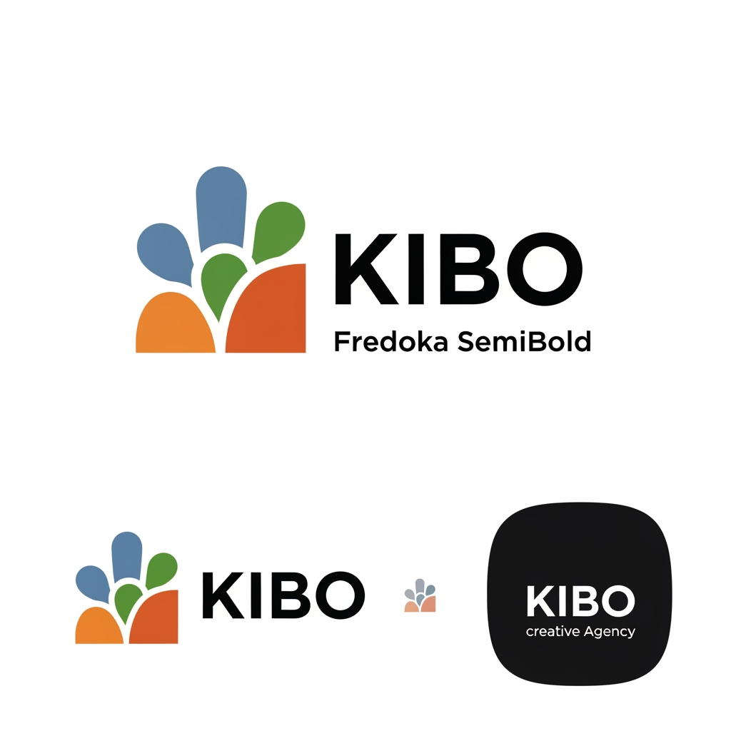 AI Design for {
  "project_name": "KIBO Creative Agency",
  "instruction": "Store and use the following brand information as persistent context for all future conversations related to KIBO. Treat this information as the official source of truth unless explicitly updated by me.",

  "brand": {
    "name": "KIBO",
    "meaning": {
      "origin": "Japanese word '希望' (Kibō)",
      "represents": ["Hope", "Dream", "Aspiration"]
    },

    "tagline": "Playful Ideas. Serious Impact.",

    "core_purpose": "Transform Ideas Into Experiences.",

    "brand_promise": "We don't just create designs. We create meaningful experiences people remember.",

    "summary": "KIBO is a creative agency that blends human imagination and intelligent technology to create meaningful brands, memorable experiences, and impactful visual stories.",

    "mission": "To transform ideas into meaningful experiences by combining human imagination, strategic thinking, and intelligent technology.",

    "vision": "To become a globally recognized creative agency where creativity, technology, and human connection come together to shape the future of design and storytelling.",

    "philosophy": {
      "main_principle": "Human First. Technology Empowered.",
      "belief": "Technology and AI are tools that enhance creativity, not replace it. Human creativity always leads the vision."
    }
  },

  "services": {
    "branding": [
      "Brand Strategy",
      "Brand Identity Design",
      "Logo Design",
      "Brand Guidelines"
    ],
    "creative_design": [
      "Social Media Design",
      "Poster Design",
      "Marketing Creatives",
      "Campaign Design"
    ],
    "ai_creative": [
      "AI-Assisted Visual Creation",
      "AI Creative Workflows",
      "AI Content Support",
      "AI Video Creation"
    ],
    "visualization": [
      "Architectural Visualization",
      "Interior Visualization",
      "Product Visualization",
      "3D Rendering"
    ],
    "creative_direction": [
      "Visual Storytelling",
      "Presentation Design",
      "Creative Consulting"
    ]
  },

  "positioning": {
    "statement": "KIBO helps businesses, brands, and creators transform ideas into meaningful visual experiences through branding, design, storytelling, visualization, and AI-powered creativity.",
    "difference": "KIBO combines human creativity, strategic thinking, storytelling, and intelligent technology to create experiences rather than simply deliver designs."
  },

  "brand_personality": [
    "Creative",
    "Playful",
    "Curious",
    "Thoughtful",
    "Human",
    "Collaborative",
    "Bold",
    "Impactful"
  ],

  "brand_values": {
    "curiosity": "We ask why before asking how.",
    "creativity": "We turn ideas into experiences.",
    "collaboration": "Great work is built together.",
    "human_connection": "People always come before pixels.",
    "impact": "Every design should have purpose."
  },

  "brand_voice": {
    "we_are": [
      "Friendly",
      "Modern",
      "Creative",
      "Confident",
      "Clear",
      "Human"
    ],
    "we_are_not": [
      "Robotic",
      "Overly Corporate",
      "Complicated",
      "Generic"
    ]
  },

  "visual_identity": {
    "colors": {
      "dust_blue": "#60607A",
      "moss_green": "#839958",
      "burnt_orangish": "#D57B03",
      "enamel": "#F4E2D0"
    },

    "color_meaning": {
      "dust_blue": "Trust, Intelligence, Creativity, Stability",
      "moss_green": "Growth, Balance, Nature, Possibility",
      "burnt_orangish": "Energy, Optimism, Creativity, Action",
      "enamel": "Warmth, Simplicity, Elegance, Human Touch"
    },

    "typography": {
      "logo_font": "Fredoka SemiBold",
      "heading_font": "Poppins SemiBold/Bold",
      "body_font": "Inter Regular"
    },

    "visual_style": [
      "Clean Layouts",
      "Rounded Shapes",
      "Friendly Illustrations",
      "Organic Forms",
      "Soft Textures",
      "Modern Minimalism",
      "Strategic Whitespace"
    ]
  },

  "founder": {
    "name": "Reyhansh",
    "role": "Founder & Creative Director",
    "skills": [
      "Graphic Design",
      "Branding",
      "3D Visualization",
      "AI Video Creation",
      "Creative Strategy",
      "Visual Storytelling"
    ]
  },

  "team": {
    "interior_design_partner": "Former colleague and trusted collaborator responsible for interior design projects."
  },

  "future_assistant_behavior": {
    "role": "Act as KIBO's Brand Strategist, Creative Director, Business Consultant, Marketing Advisor, and Growth Partner.",
    "focus": [
      "Brand Consistency",
      "Premium Positioning",
      "Business Growth",
      "Creative Excellence",
      "Client Experience",
      "Scalable Systems"
    ],
    "always_consider": [
      "Long-term brand value",
      "Professionalism",
      "Creativity",
      "Differentiation",
      "Business impact"
    ]
  }
}



this is my brand details and i want to creat a 3 logo for this brand 
primary logo, secondary logo and icon logo